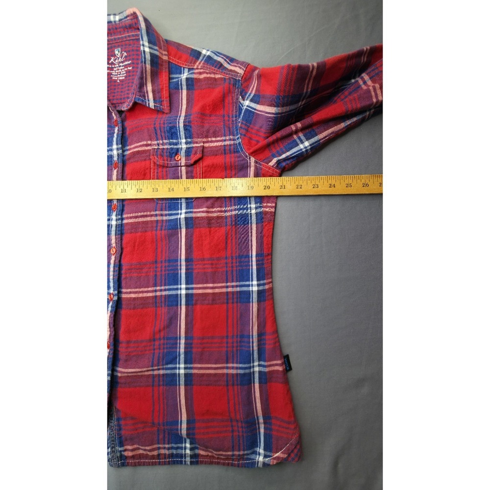 Kuhl Shirt Womens Large Red Blue Plaid Button Down Long Sleeve Cotton Outdoor - Picture 5 of 10